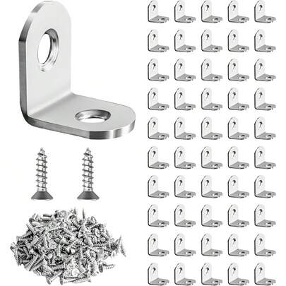 60pcs Heavy Duty L-Shaped Bracket - High-Quality Steel Structure For Stability Of Wardrobe, Furniture, Cabinets, Chairs And Drawers - Includes 10 Brackets And 20 Screws - Durable, Multi-Purpose Connector