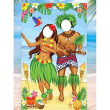 1 Stück Foto-Aufhänger für Paar, Hawaii Party Dekoration, 70.86*35.43 Inch, Foto Booth Requisite, Sommer Party Hawaii Tür Banner, Tropische Strandparty Zubehör