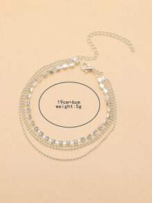 1 pezzo Cavigliera alla caviglia boho multistrato con catena e strass argento, design minimalista, adatto per uso quotidiano e vacanze al mare delle donne, accessorio gioiello da spiaggia estiva