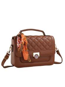 Women's Crossbody Bag With Scarf Chest Spacious Medium Structured Women's Bag With Strap - 隨機顏色 - 查看 7