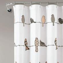 New Lush Decor Rowley Birds Shower Curtain, 72\U201d W X 72\U201d L, Blush & Gray - Colorful Floral Bird Pattern - Whimsical & Playful Bird Shower Curtain - Farmhouse, Coastal, & Boho Bathroom Decor - Blush and Gray 72"W x 72"L (Pack of 1) - View 7