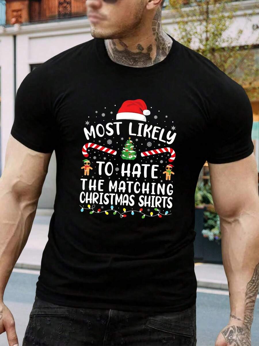 Camisas de Navidad a juego divertidas, camisetas festivas graciosas para hombres, mujeres y familias - La mejor idea de regalo navideño - Alternativa al suéter feo - Negro - Ver 1