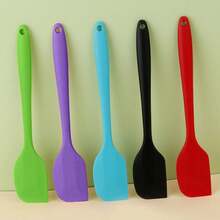 1 pieza Espátula de silicona para hornear y untar a alta temperatura, raspador de tartas y crema integrado, resistente - Multicolor - Ver 12