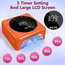 Lámpara de uñas LED inalámbrica profesional, lámpara UV recargable de 78 W, sensor infrarrojo inteligente y pantalla LCD, dispositivo de secado de esmalte de uñas, secador de uñas portátil para esmalte de gel con 5 temporizadores en blanco.