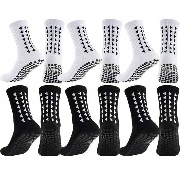 6pairs Non Slip Grip Socks For Men And Women Excellent For Football Basketball Baseball Rugby Soccer Cycling Running Hiking Tennis Skateboard Athletic Exercise​