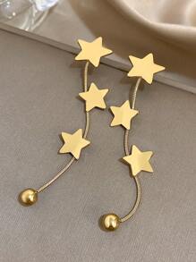 1Pair Five Pointed Star Tassel Earrings Elegant Dangle Earrings For Women Fashion Dangle Earrings For Party Daily Jewelry Birthday Gifts