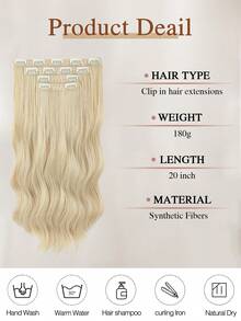 Tóc nối kẹp, tóc nối dài 20 inch bằng sợi tổng hợp gợn sóng dành cho nữ - 4 sợi tóc giả bằng sợi tổng hợp dày mềm mại dùng cho tiệc tùng hàng ngày Halloween, Ngày lễ tình nhân, Giáng sinh - Nhiều màu - Xem 2