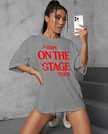 Camiseta J-Hope On The Stage Tour K-Pop Show Cinema Camisa 100% Algodão Unissex - Cinza - Visão 1