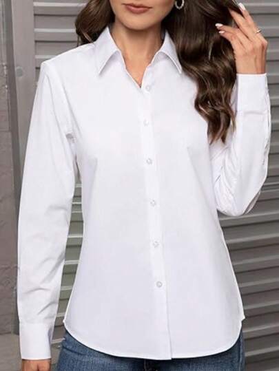 Women's Button Down Shirts Classic Fit Dress Shirt Work Business Casual Long Sleeve Blouse Tops
