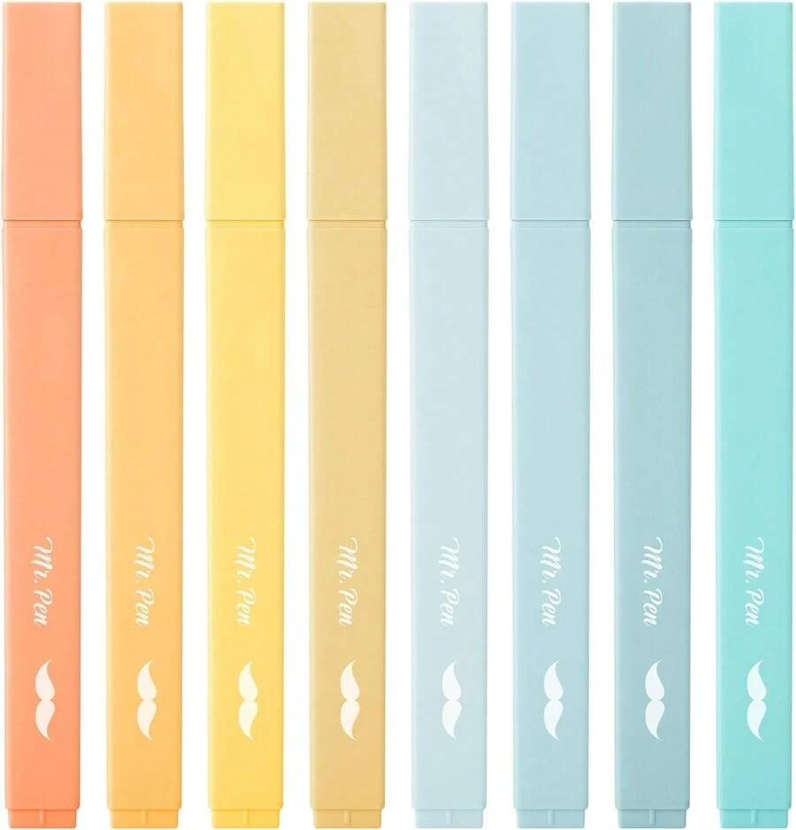 Mr. Pen- Aesthetic Highlighters, 8 Pcs, Chisel Tip, Pastel Colors, Cute Highlighters Assorted Colors - Màu Pastel 2 - Xem 1