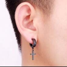 1 Pair Men's Personalized Cross Pendant Clip On Earrings Without Piercing