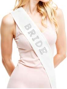 Bride Sash White Pearls Rhinestones Bride Sash Bachelor Party Sash Bride Shower Sash Gift Wedding Party Sash Bride Sash - White - View 3
