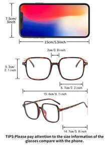 1 Pair Women Leopard Print Square PC Frame Personalized Large Frame Retro Fashionable Casual Optical Glasses