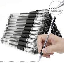 6支/套中性0.5毫米子弹头/针头圆珠笔，黑色，水性墨水，适合学生、考试、办公使用 - 黑色 - 查看 14