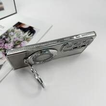 1 pieza Funda de teléfono con purpurina chapada en electroplata con strass, cubierta protectora de lujo con soporte plegable compatible con Samsung Galaxy S25Ultra, S25Plus, S25, S24Ultra, S24+, S24, S23Ultra, A15, A55, A56 y compatible con iPhone Apple 16 Pro Max, 16 Pro, 16, 16e, 15 Pro Max, 15 Pro, 15, 14 Pro Max, 14 Pro, 14, 13 Pro Max, 13 Pro, 13, con protección de película para lente y carcasa suave de Body completo