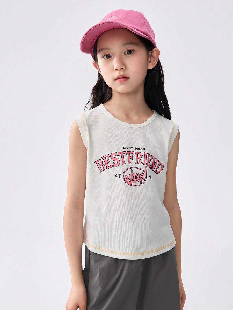 Balabala Children's Tank Top Girls' 2025 Summer Big Young Girl Sleeveless Fashionable Cool Top - Original White - View 1