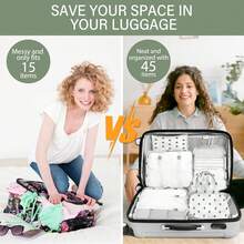 8pcs Travel Packing Cubes Set,Travel Portable Clothes Storage Bags, Compression Storage Shoe Bag, Clothing Underwear Bag, Luggage Packing Organizers,Pack Your Luggage With Ease ,Travel Essential Accessories - 白仙人掌 - 查看 8