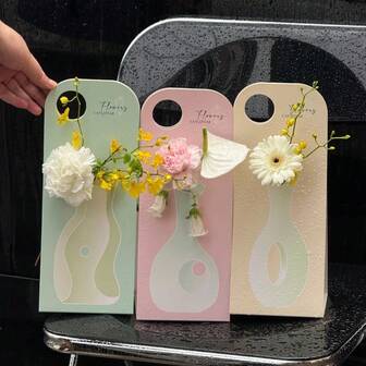 10pcs Bouquet Packaging Box, Single Flower Box, Hand-Held Flower Box, Folding Flower Box, DIY Creative Gift Card For Hand-Held Flower Arrangement, Teacher's Day, Mother's Day, Birthday Party, Opening Season Flower Packaging Box