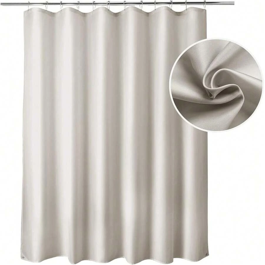 New Titanker Fabric Shower Curtain Liner Washable, 70 X 72 Inches, Khaki Shower Liner Fabric With 2 Magnets, Waterproof Bathroom Shower Liner Soft Lightweight Polyester, Khaki - 卡其色 70 英吋寬 x 72 英吋長(1 包) - 查看 1