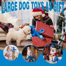 蓝色防咬章鱼狗玩具 - 耐用吱吱互动咀嚼玩具，适合中大型犬，厚涤纶牙齿清洁玩具，圣诞节感恩节小狗礼物