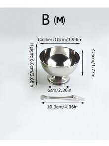 1 件冰淇淋杯沙拉碗不锈钢碗甜点水果盘小吃盘、厨房、圣诞节返校礼物、学校用品