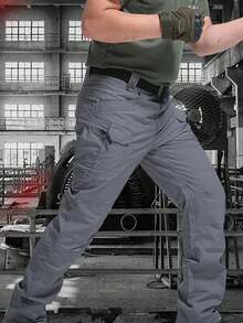 Men's Tactical Pants With Multiple Pockets, Multi-Pocket Design For Hiking & Outdoor Adventures, Camping Gear - 灰色 - 查看 2