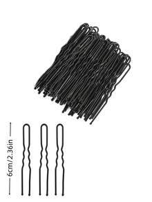 5/6/7cm U-Shaped Hair Clips, 30/150pcs Black Invisible Hair Bun Maker Clip, Suitable For Ladies & Girls, Makeup Fixing Buns & Updos Hair Accessories, Black U-Shape Hair Pins ,Hair Styling Tools - Black - View 10