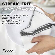 New Zeppoli Classic Kitchen Towels - 30 Pack 100% Natural Cotton Towel Set, Reusable Wash Cloths, Absorbent Dish Towels, Machine Washable Hand Towels, Kitchen Essentials, 14\U201d By 25\U201d, Black Striped - Black Stripe Linen Towels 30 pk (M) - View 7