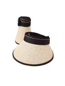 1 pieza Sombrero de paja de ala ancha ajustable de unicolor con borde enrollado, de moda para mujeres - Multicolor - Ver 19