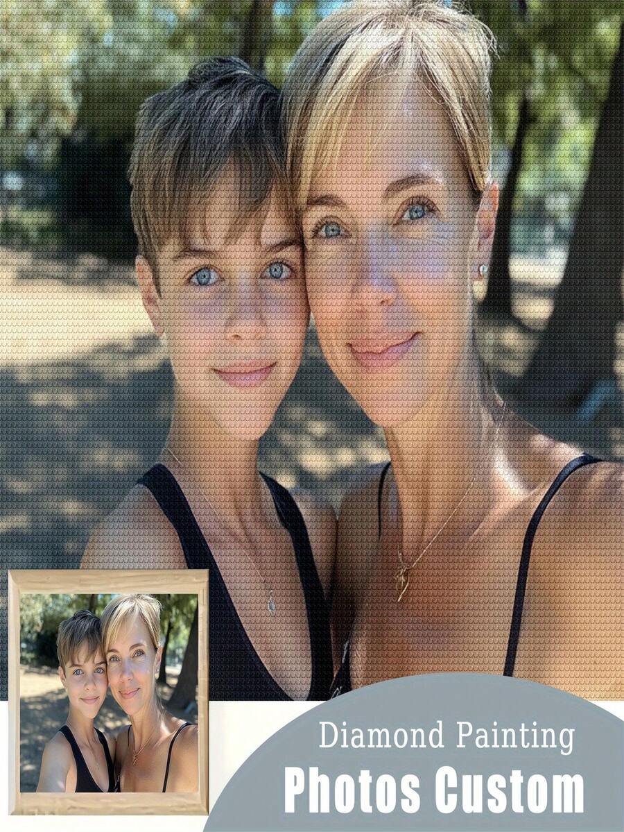 Tranh đính đá tự làm theo yêu cầu, tranh ghép hình 5D hình vuông, quà tặng trang trí nhà cửa, quà tặng cá nhân hóa ngày Valentine, tranh chân dung gia đình treo tường theo yêu cầu, dành cho gia đình. - Nhiều màu - Xem 1