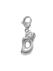 1pc Silver Bubble Letter Cute Necklace Pendant, Bag Charm - Includes Shiny Crystal Pendant & Gold Heart Pendant, Letters A-Z, Alloy Bag/Backpack Hanging Decoration - Perfect Gift For Birthday & Special Occasions, Keychain, Wallet & Purse Accessory For Women & Girls - Silver - View 21