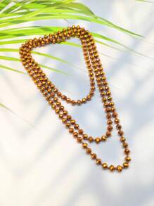 1pc 1.5m Long Crystal Beads Knotted Multi-Layer Simple Daily Wear Necklace For Women