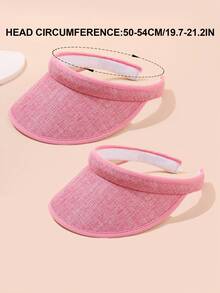 2 件儿童遮阳帽纯色宽边夹式遮阳帽夏季防紫外线运动网球高尔夫沙滩泳池遮阳帽 - 2pcs - 查看 3