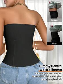 Women's Seamless Front Closure Knit Compression Shapewear Top - Black - View 3