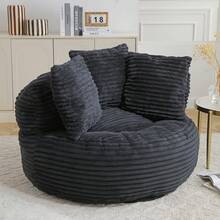 Living Room Decoration Lazy Sofa - Oversized High Back Corduroy Bean Bag Couch,Apartment Leisure Lazy Sofa,Floor Sofa For Living Room, Home Theater, Play Zone - & Non-Slip Base,Very Suitable For Bedrooms, Living Rooms, Game Rooms, Study Rooms, Offices, Or Apartments. - A-黑色(燈芯絨) - 查看 2