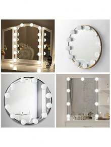 1pc 4/6/8/12/14 LED Dimmable Vanity Lights, No Mirror Included, USB Powered, Plastic Material, Makeup Mirror Lamp, Adjustable Lights, No Drill Makeup Vanity Lamp, Suitable For Vanity, Makeup Mirrors, Home Decor And Various Mirror Decoration - Multicolor - View 4