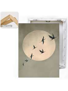 1/3 件极简主义自然墙面艺术海报，现代风格墙面艺术，鸟类在天体周围飞行的插图，宁静而美观的帆布艺术品墙面装饰，非常适合客厅、卧室、办公室、家居装饰，无框/有框 - 彩色 - 查看 16