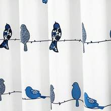 New Lush Decor Rowley Birds Shower Curtain, 72\U201d W X 72\U201d L, Navy - Colorful Floral Bird Pattern - Whimsical & Playful Bird Shower Curtain - Farmhouse, Coastal, & Boho Bathroom Decor - 海軍藍 72 英吋寬 x 72 英吋長(1 包) - 查看 3