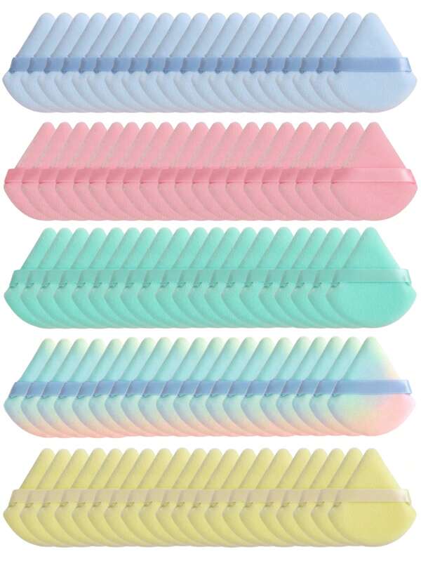 5/10/20/30/50/100 piezas Borla de polvo de terciopelo con forma de triángulo, hecha de terciopelo súper suave, diseñada para contornear, ojos y esquinas, adecuada para todo tipo de piel, maquillaje, barato, decoración de habitación, tocador, viaje, dormitorio, accesorios de maquillaje, borla, difuminador de maquillaje, borla de polvo, esponja de maquillaje