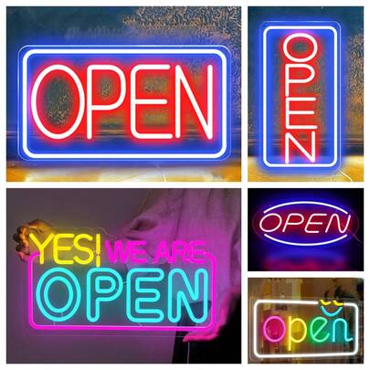 1ps LED OPEN 霓虹灯，USB 供电霓虹灯，适用于俱乐部、商务餐厅、咖啡厅、多用途装饰壁挂灯