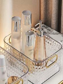 1 pièce Organisateur de maquillage en acrylique transparent | Plateau de rangement incassable pour la coiffeuse et la salle de bain | Multi-usage pour les soins de la peau, les fournitures de bureau, les collations | Accessoire essentiel pour le bureau/dortoir économisant l'espace - Cadeau portable pour les femmes, les étudiants (cadeau d'anniversaire élégant, déménagement à l'université) Rentrée scolaire