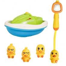 鸭子洗澡玩具套装 - 婴儿鸭子洗澡玩具，婴儿浴缸喷水淋浴，儿童淋浴船小黄鸭，动物，喷水鸭，生日礼物