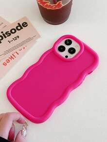 1 件波浪图案全覆盖防震玫瑰红色手机壳，适用于 17 / 17 Air / 17 Pro / 17 Pro Max、 13、 14、 15、 16 Pro Max、 16、Galaxy 手机壳 - 玫紅色 - 查看 3