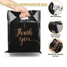 100pcs/50pcs/20pcs Reusable Black Plastic Shopping Bags - Ideal For Gifts, Christmas, Parties, Shops And Boutiques - 50pcs - View 5