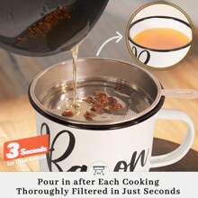 46oz Large Enamel Bacon Grease Container Set With Strainer And Silicone Spatula - Dishwasher Friendly, PVC-Free Kitchen Oil Keeper For Cooking Fat Storage