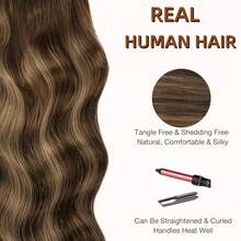 Invisible Fish Line Hair Extensions Straight Human Hair Brown Highlights Wire Hair Extensions #4/27 Highlight Hidden Hairpiece - S4/27 - View 11