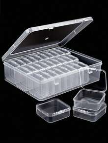 1/10/15/21/31个装多用途透明塑料收纳盒，迷你透明珠子收纳盒，带铰链盖，长方形透明工艺用品盒，可用于整理耳环、戒指、珠宝和美甲配件包、化妆包、旅行必备品、收纳盒、化妆品收纳盒、洗漱包、女士礼物、圣诞礼物、女士礼品创意