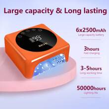 Lámpara de uñas LED inalámbrica profesional, lámpara UV recargable de 78 W, sensor infrarrojo inteligente y pantalla LCD, dispositivo de secado de esmalte de uñas, secador de uñas portátil para esmalte de gel con 5 temporizadores en blanco.