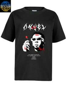 playera oversize negra de  hip hop - Negro - Ver 1