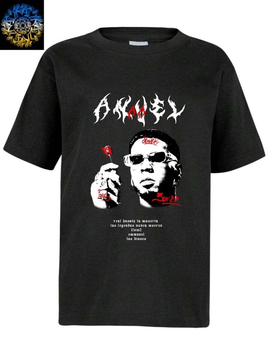 playera oversize negra de  hip hop - Negro - Ver 1